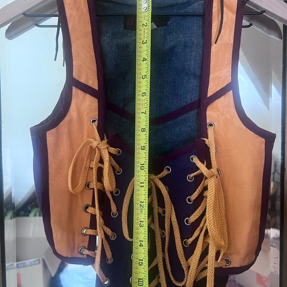 Vintage Moresca Orange and Burgundy Lace-Up lace up renaissance bodice M 1990s - Picture 6 of 9